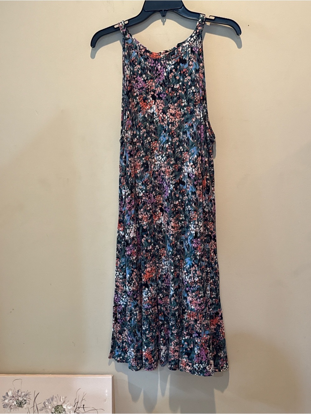 Time and Tru Floral Midi Tank Dress in Black, Blue, Pink